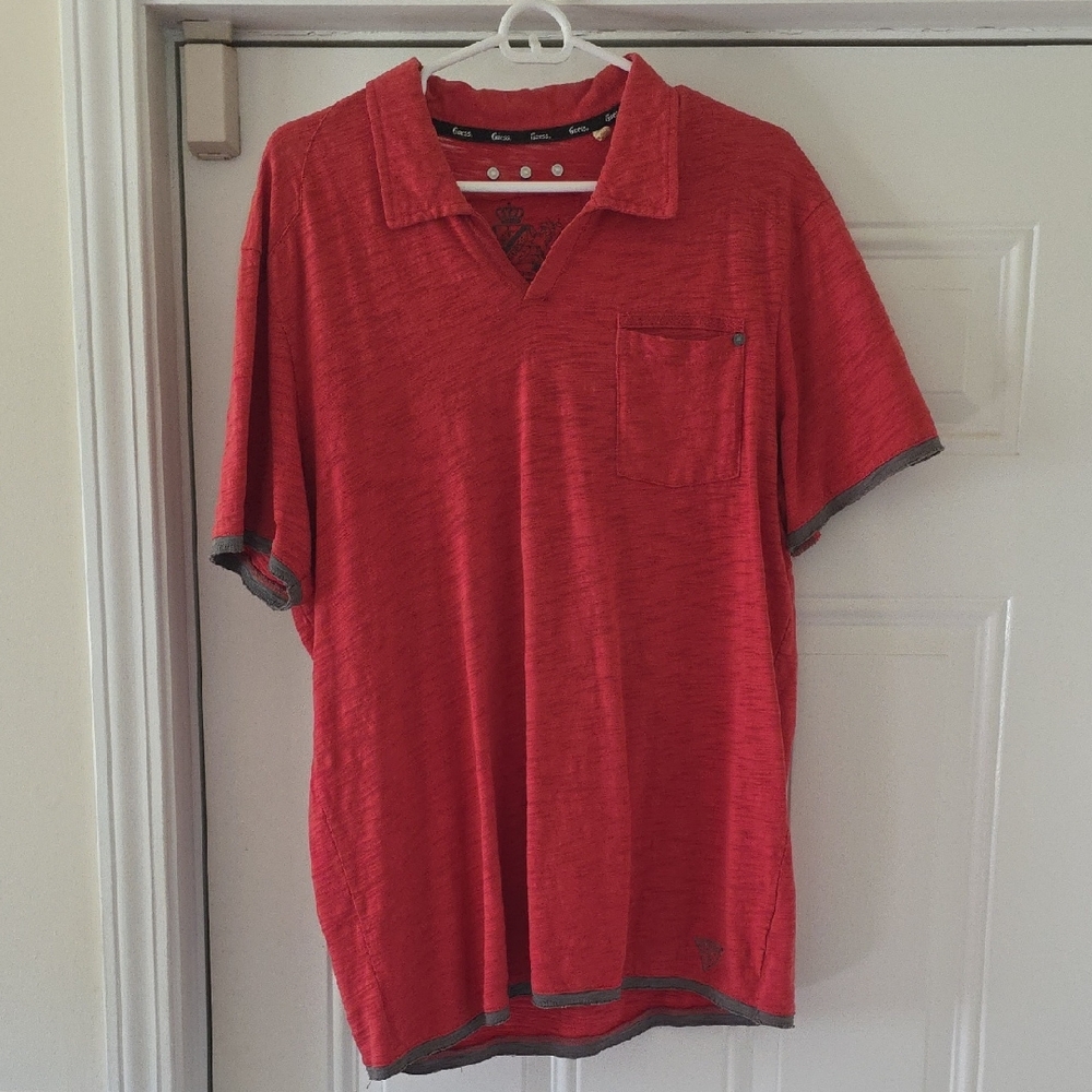Guess Red Polo Shirt with Gray Accents